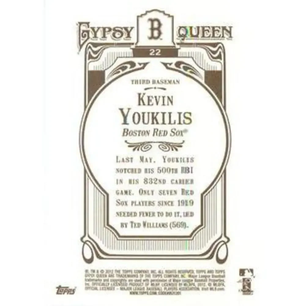 2012 Topps Gypsy Queen Kevin Youkilis # 22a Boston Red Sox